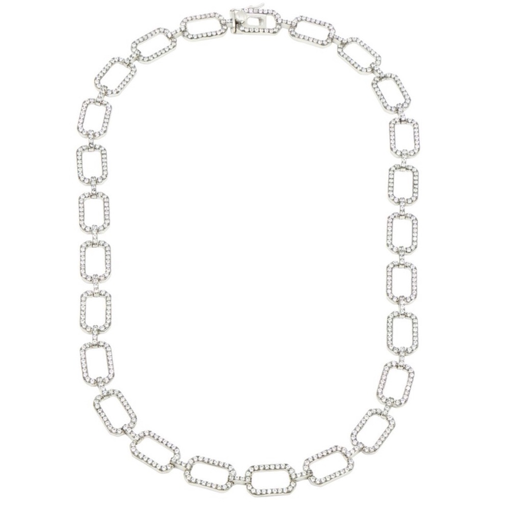 Layering Pavé Chain Necklace | Silver & CZ